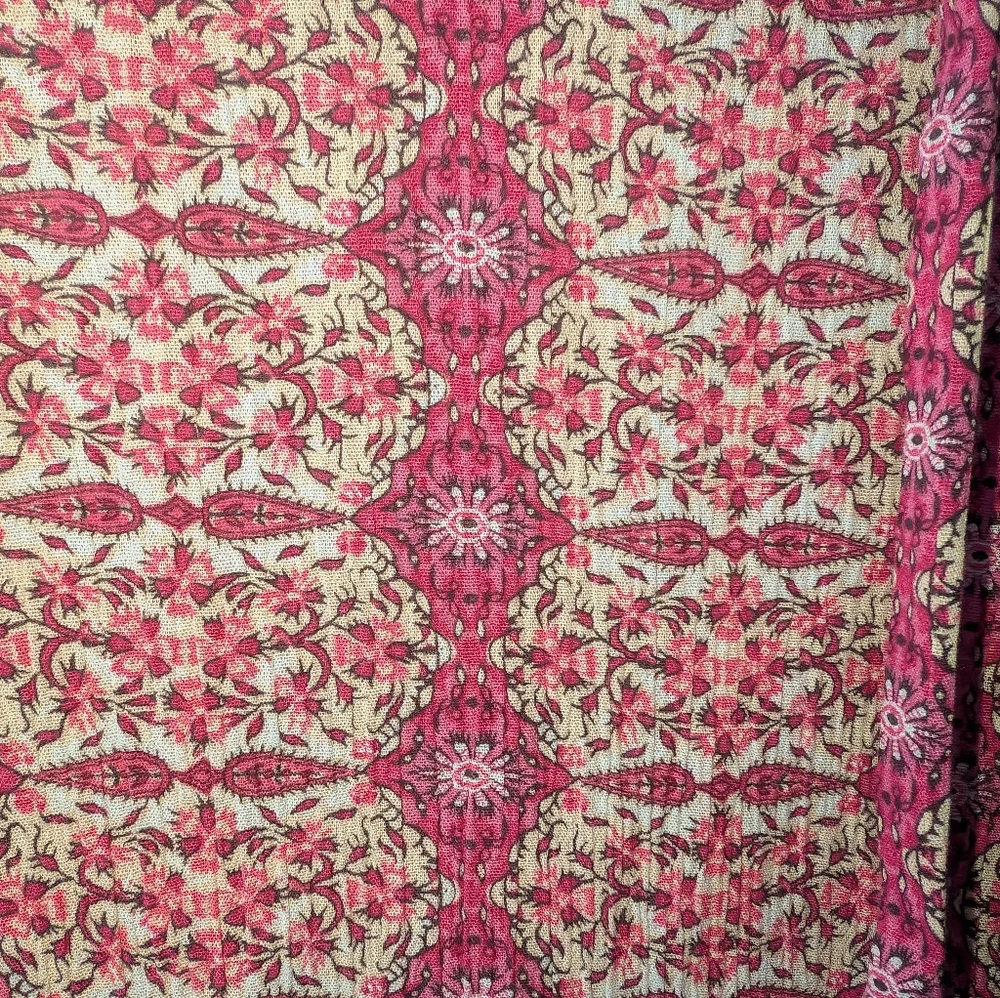 Pink Boho Floral Dress w/Tie Waist – Flowy Lightweight, L/XL - Picture 3 of 5